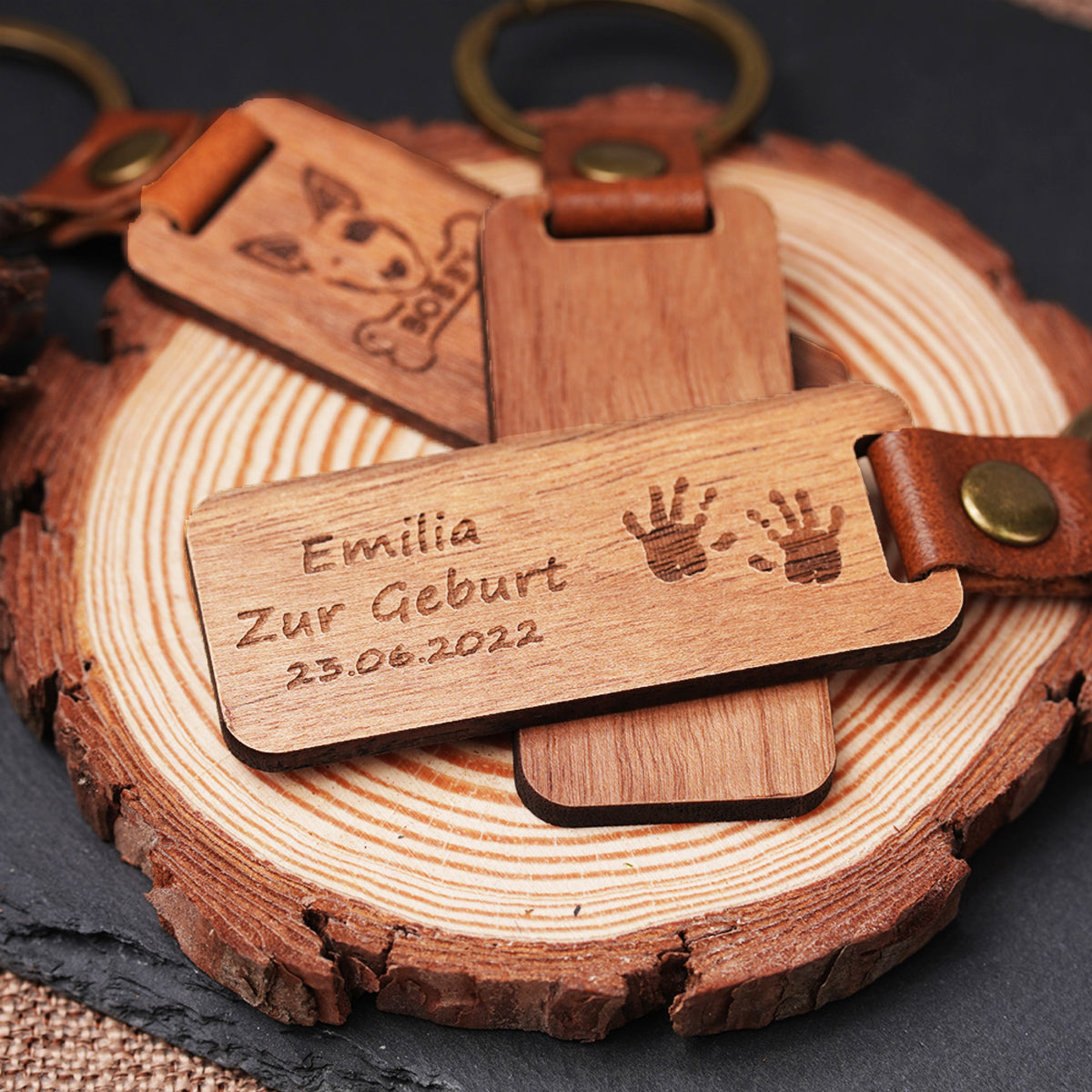 Blank Rectangular Walnut Keychain (10pcs / 20pcs)