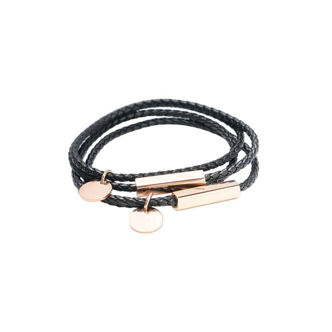 🎁 Braided Leather Bracelet with Stainless Steel Rod (2pcs) (100% off)