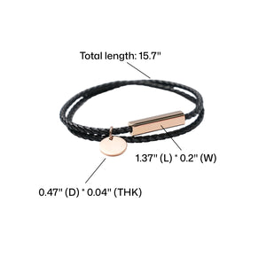 Braided Leather Bracelet with Stainless Steel Rod (2 pcs)