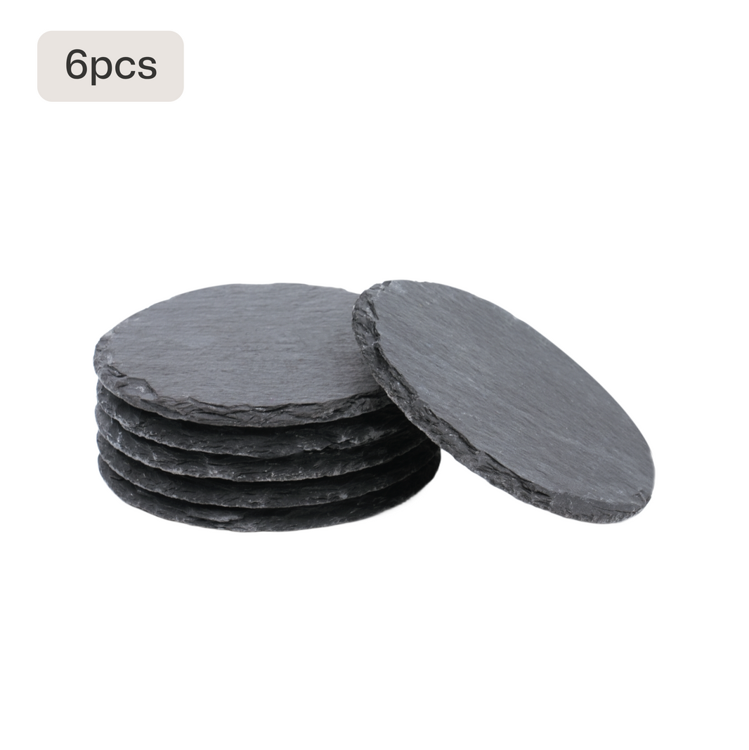 🎁 Stone Slate Coasters Circle Black (6pcs / 24pcs) (100% off)