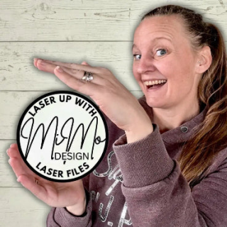 A small business owner showcasing her design brand and selling laser-ready products online.