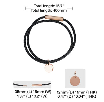 Braided Leather Bracelet with Stainless Steel Rod (2pcs)