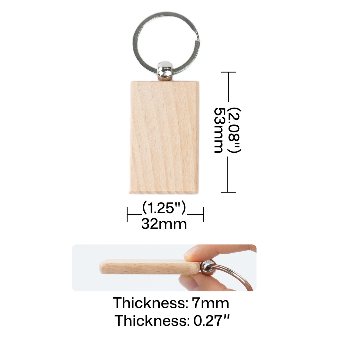 Blank Rectangular Wooden Keychain (20pcs / 40pcs)