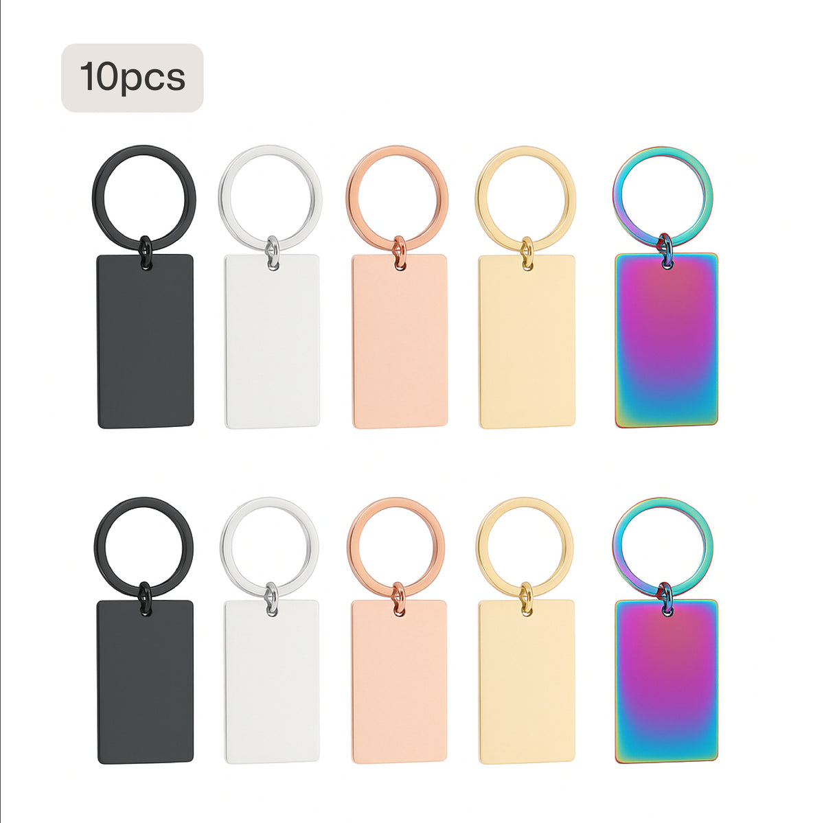Stainless Steel Rectangular Keychain (10pcs)