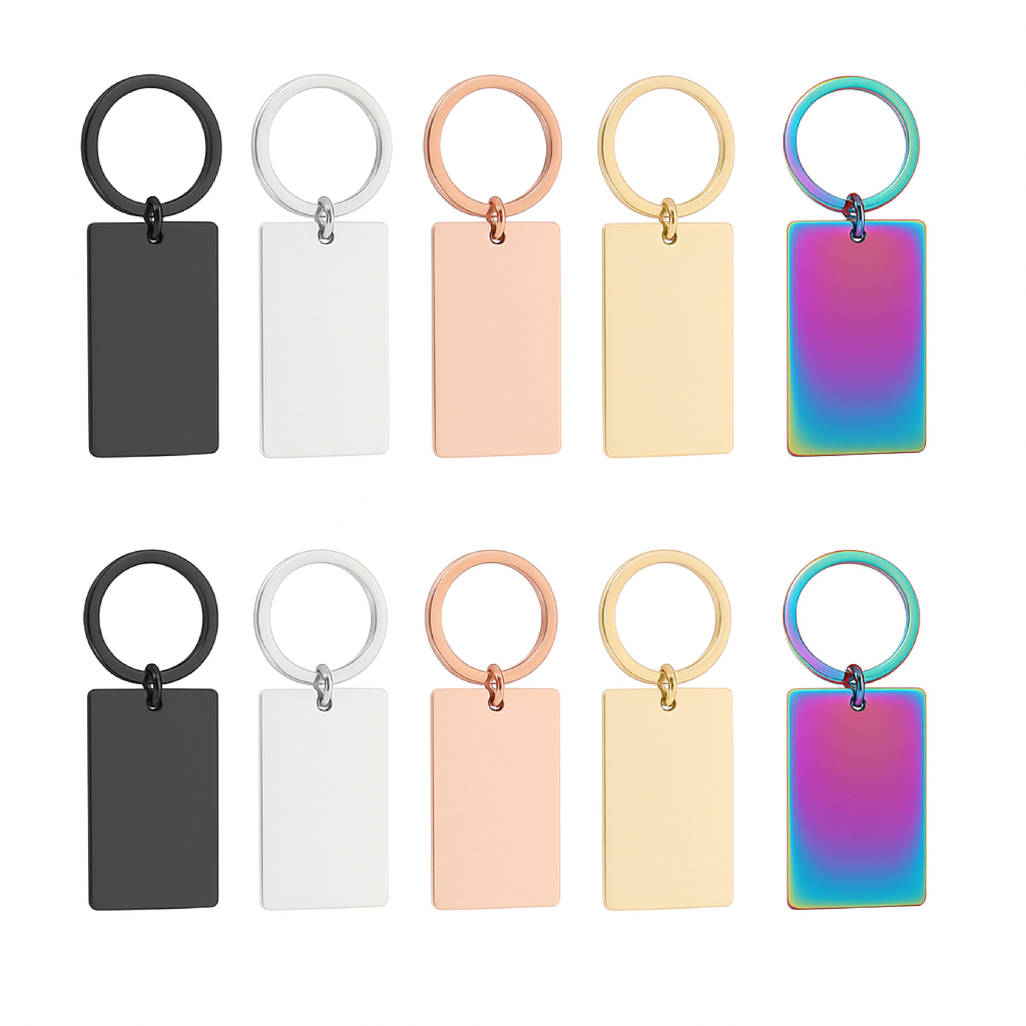 Stainless Steel Rectangular Keychain (10pcs)-LaserPecker UK