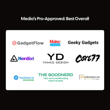 LaserPecker engraver is "Media's Pro-Approved: Best Overall," receiving endorsements from top tech and design outlets including GadgetFlow, Make: Community, Yanko Design, and Core77, among others.