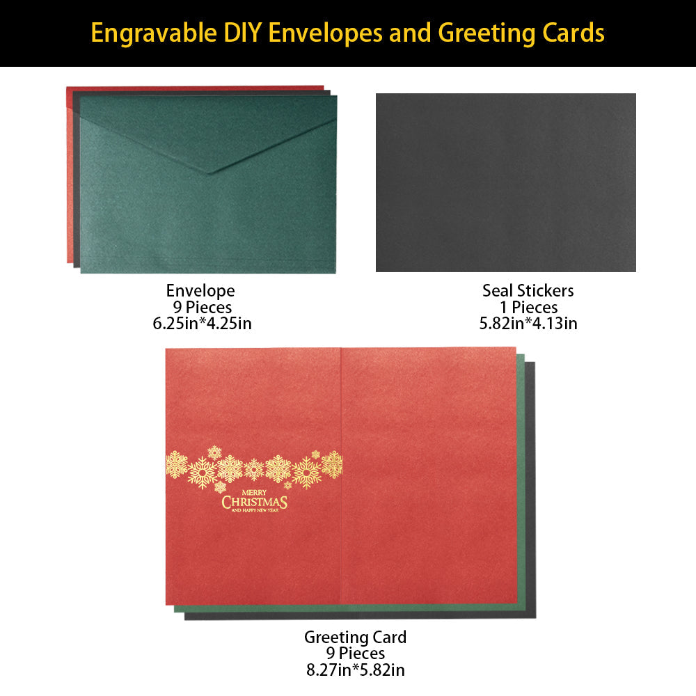 Engravable DIY Envelopes and Greeting Cards (9 Pcs)