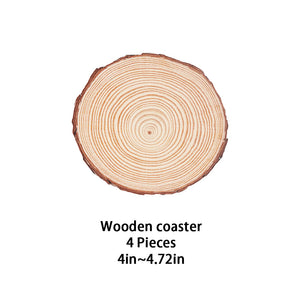 Wooden Coasters Round Wood Slice (4 Pcs)