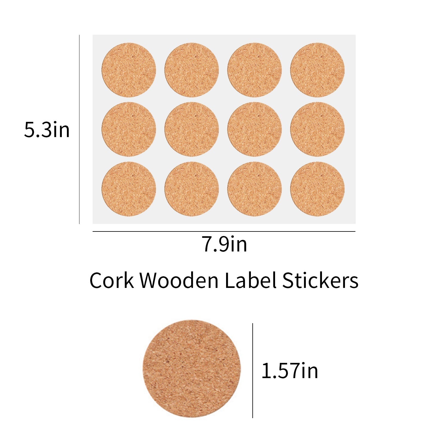 DIY Cork Wooden Label Stickers Round Size