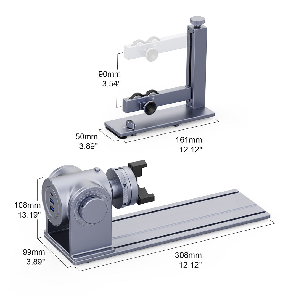 LaserPecker Rotary Extension Size