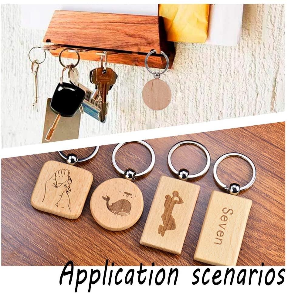 Natural Wooden Blank Keychain Wood - Round, Square, Heart, Oval (1 pack = 8 pcs)