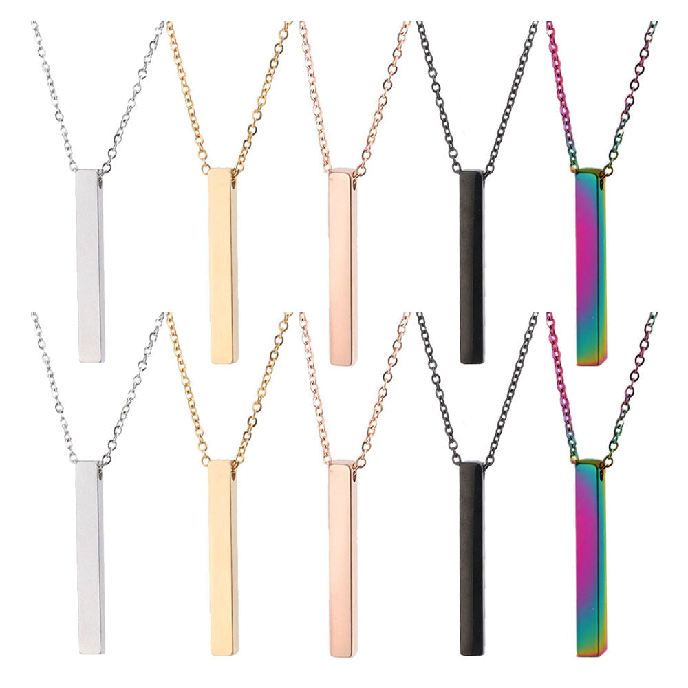 Stainless Steel Dimensional Bar Necklace