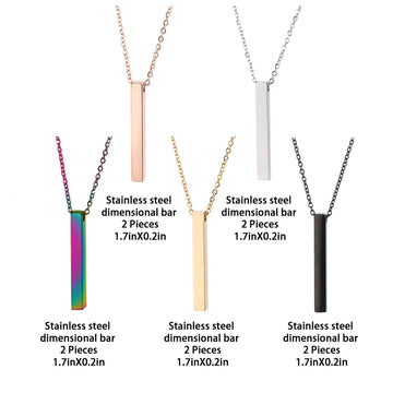 Stainless Steel Dimensional Bar Necklace Size