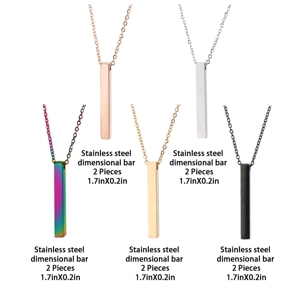 Stainless Steel Dimensional Bar Necklace Size